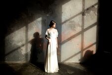 Portrait Of Beauty Bride In White Dress. Stock Images