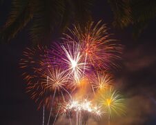 Abstract Of Fireworks Celebration In Night Sky Royalty Free Stock Photography