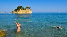 Dancing Girl In The Sea. Royalty Free Stock Photography Dancing Girl In The Sea. Royalty Free Stock Photography