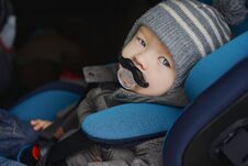 Baby Boy In Car Seat Royalty Free Stock Photo