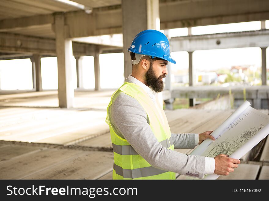 Young Architect On Construction Site.