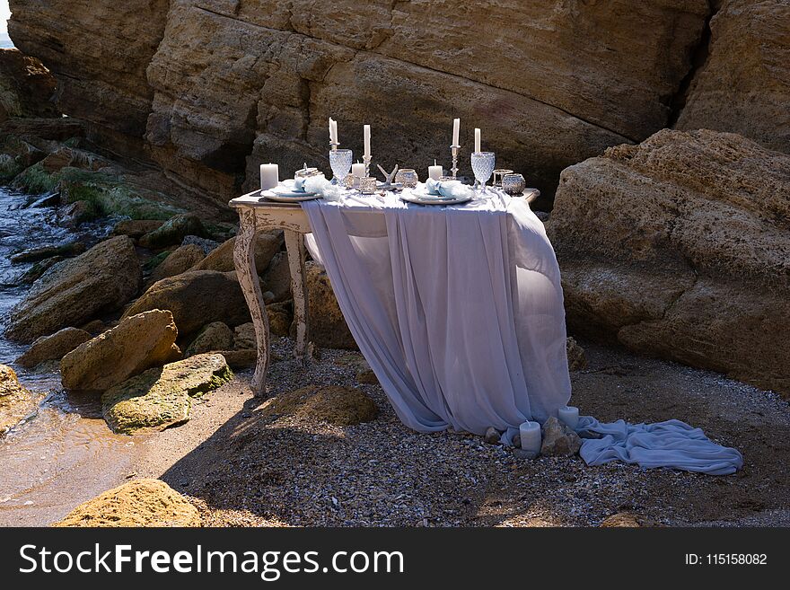 Wedding Table Decoration On A Seashore