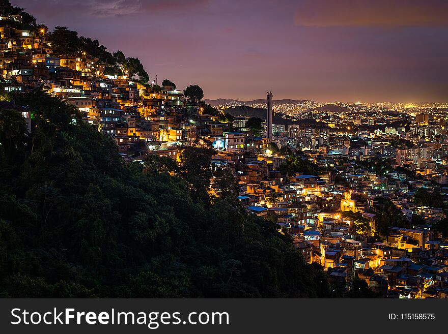 Rio de Janeiro Slums at Night