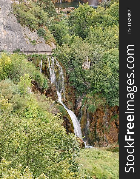 Beautiful waterfall in Plitvice Lakes, Croatia