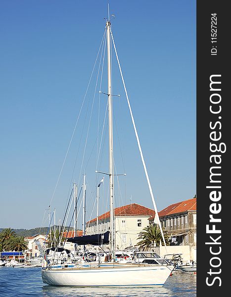 Boat in the town of Jelsa, Croatia