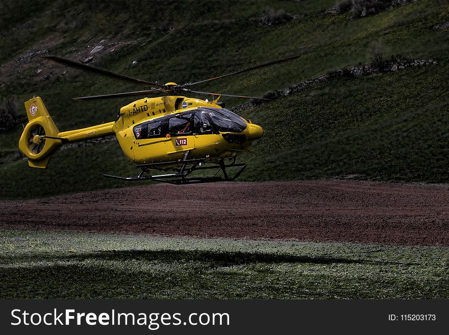 Yellow and Black Helicopter