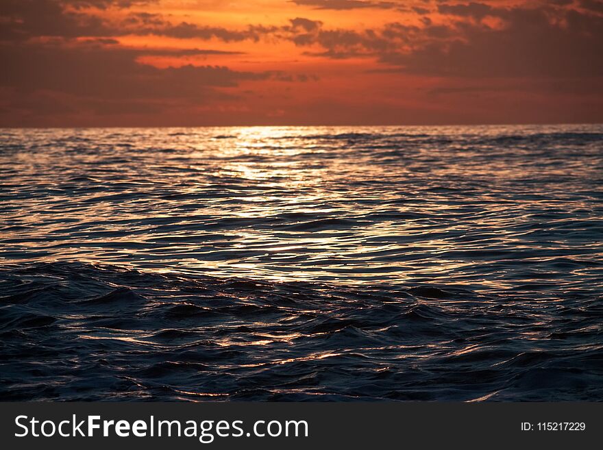 Beautiful sunset in sea.