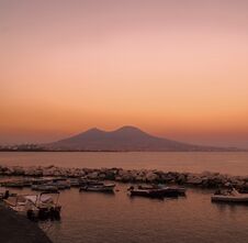Vesuvius At Sunset From Harbour, Naples, Italy Stock Photos Vesuvius At Sunset From Harbour, Naples, Italy Stock Photos