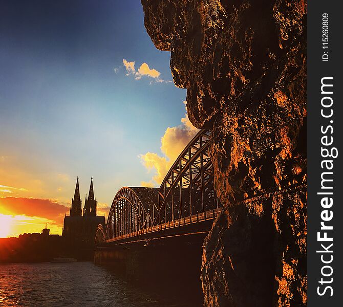 Cologne bridge at night. Cologne bridge at night