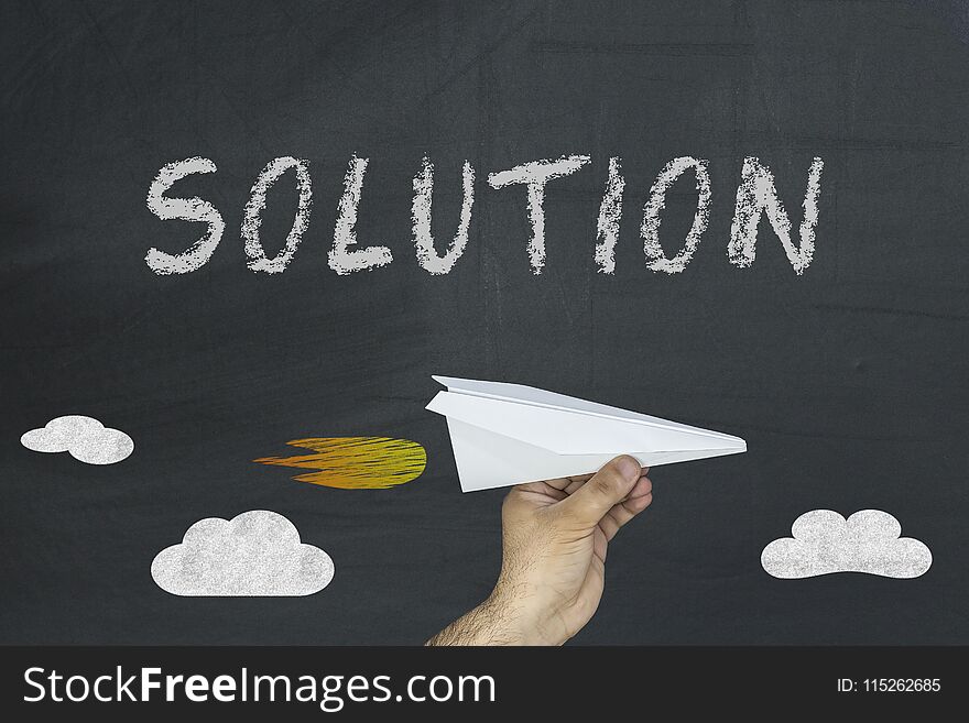 Solution Word On The Blackboard. Problem - Idea - Solution. Team - Business Concept.