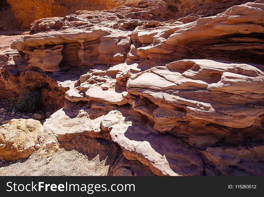 Rocks in the desert in the Israil in sunny day in red mountains