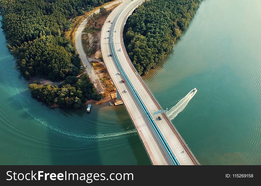 Aerial Photography of Concrete Bridge