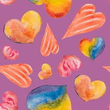 A Seamless Pattern Of Beautiful Hearts Painted In Watercolor On Royalty Free Stock Image A Seamless Pattern Of Beautiful Hearts Painted In Watercolor On Royalty Free Stock Image