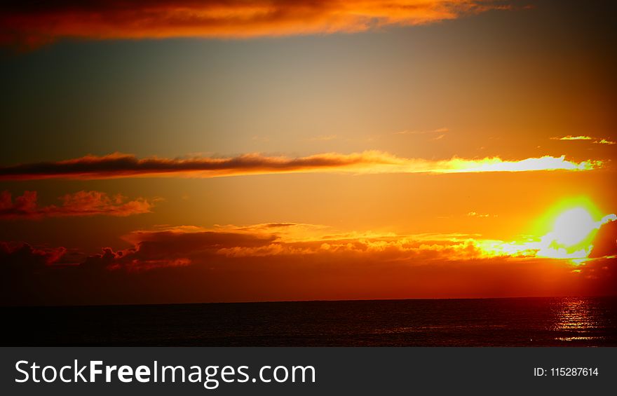 Horizon, Afterglow, Sky, Sunset