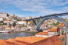 Luis I Bridge Across Douro River, Old Porto, Royalty Free Stock Photos