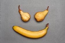 Scary Smile Made Of Two Pears And Banana Royalty Free Stock Image