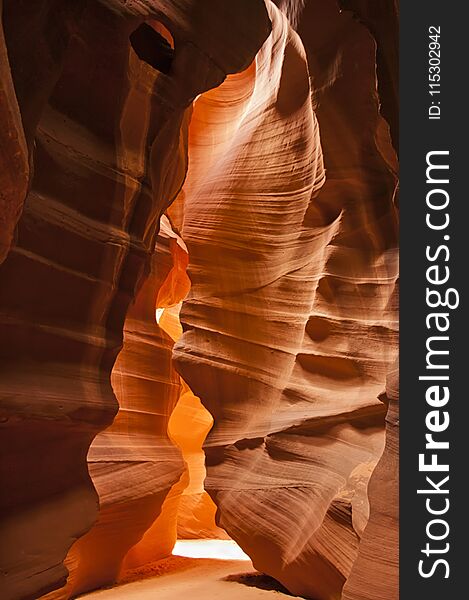 Beautiful vibrant colors of Upper Antelope Canyon, the famous slot canyon in Navajo land in the American Southwest near Page, Arizona, USA. Beautiful vibrant colors of Upper Antelope Canyon, the famous slot canyon in Navajo land in the American Southwest near Page, Arizona, USA