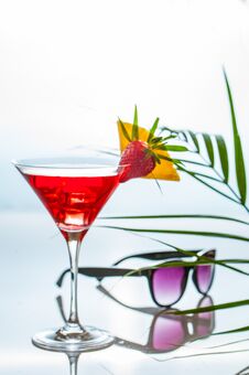 Colorful Tropical Cocktail In A Martini Glass Decorated By Slice Royalty Free Stock Photos Colorful Tropical Cocktail In A Martini Glass Decorated By Slice Royalty Free Stock Photos