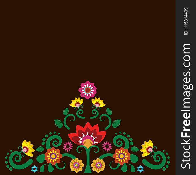 Mexican floral illustration pattern motive background. Mexican floral illustration pattern motive background