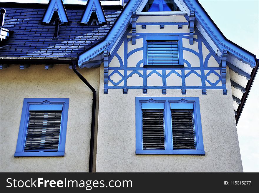 Blue, Building, Property, House