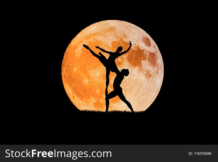 Moon, Orange, Full Moon, Astronomical Object