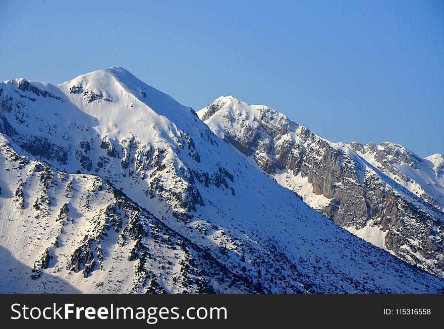 Mountainous Landforms, Mountain Range, Snow, Mountain