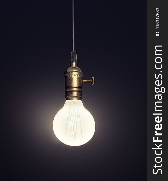 Light bulb on dark background idea concept