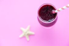 Glass Of Black Currant Milkshake Or Cocktail Royalty Free Stock Photos