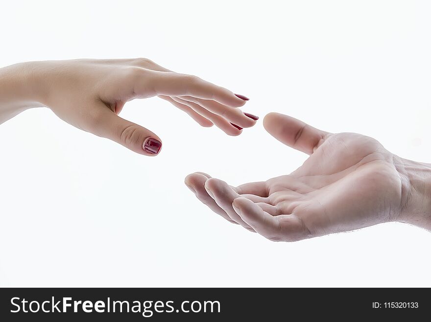 Hand shakes hand in greeting, for background and business