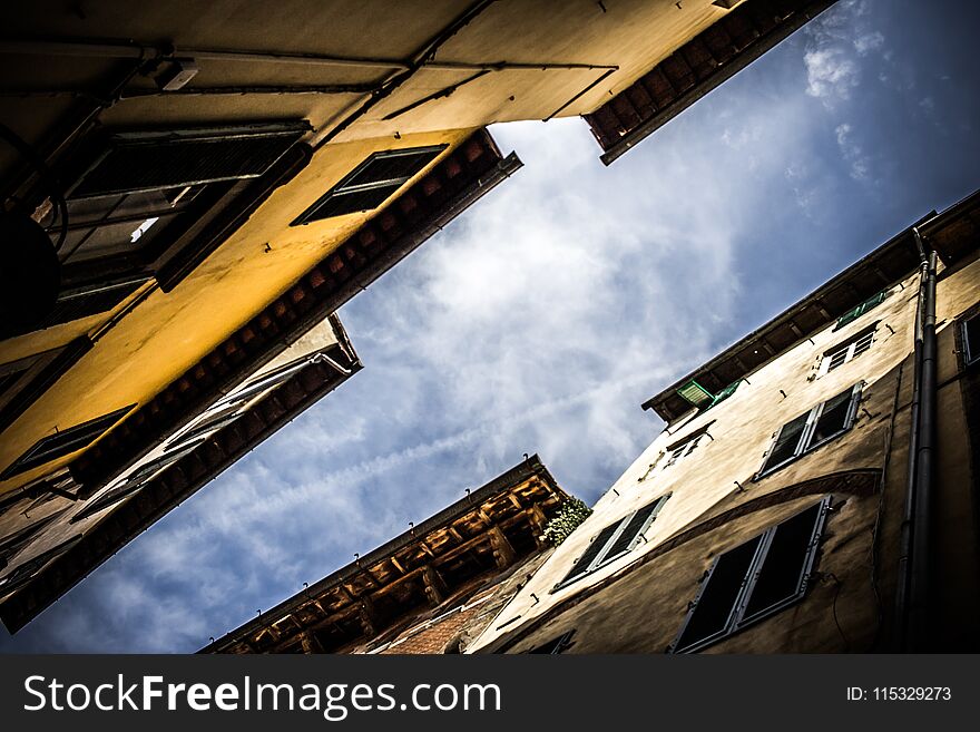 Line of the sky over the buildings in a small italian town. Line of the sky over the buildings in a small italian town