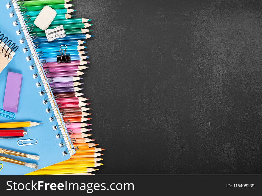 School nobody crayons white collage template copyspace