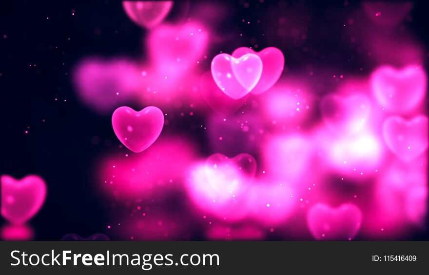 Valentine`s day abstract background, flying hearts