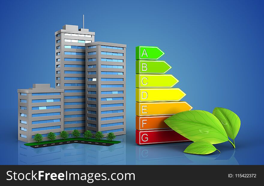 3d illustration of living quarter over blue background. 3d illustration of living quarter over blue background