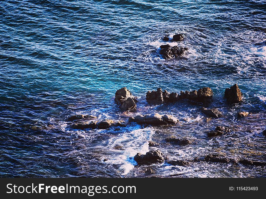 Sea and Rock Formation in Aerial Photo