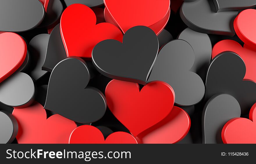 Black And Red Hearts