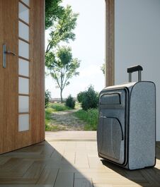 Travel Case With Open Door Travel Vacation Concept Stock Photo Travel Case With Open Door Travel Vacation Concept Stock Photo
