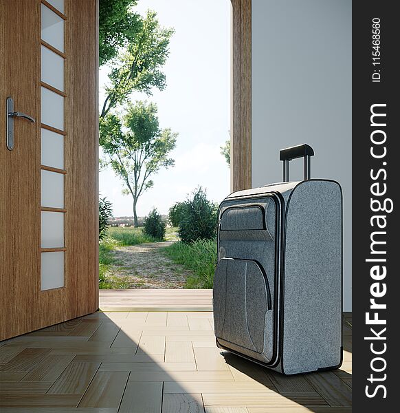 Travel Case With Open Door Travel Vacation Concept