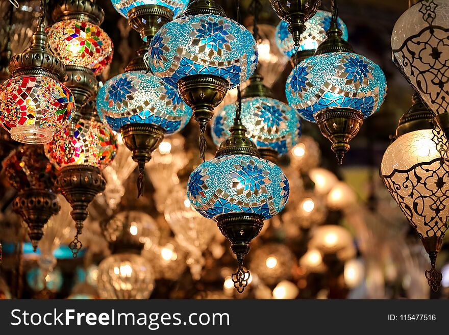 Colorful Turkish Laterns in Grand Bazaar, Istanbul, Turkey