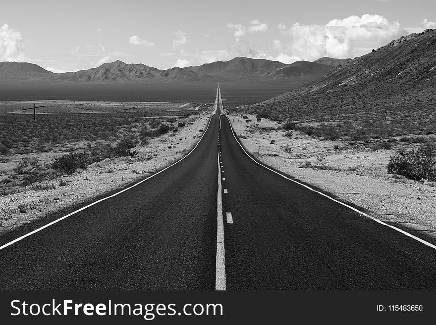 Grayscale Photo of Road