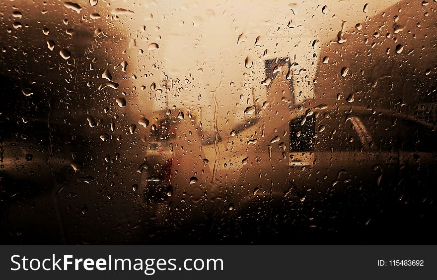 Vehicle Glass Window With Water Droplets