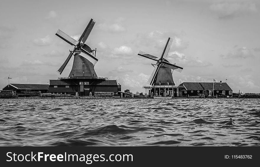 Two Gray Windmill