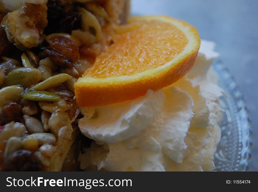 whip cream with pie and orange