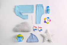 Set Of Baby Clothes And Accessories Stock Photo