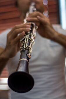 Man Playing The Clarinet Stock Photography
