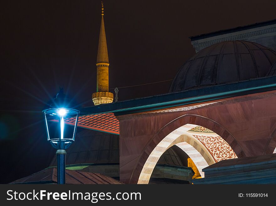 Mosque and building detail turk with light outdoor