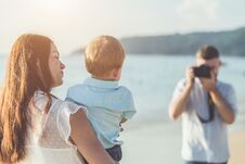 Father, Mother And Kid With Relax Activity, Walking And Playing Royalty Free Stock Images