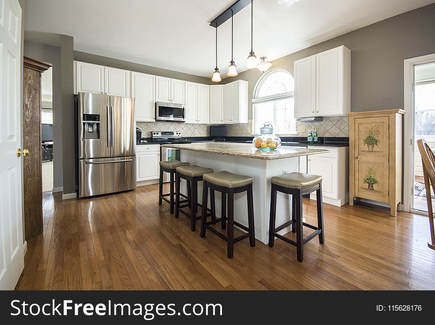 White Wooden Kitchen Island