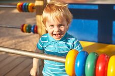Cute Little Boy At Playground Area. Summer Outdoor Royalty Free Stock Photography