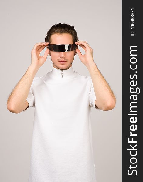 Man Wearing White Turtle-neck T-shirt