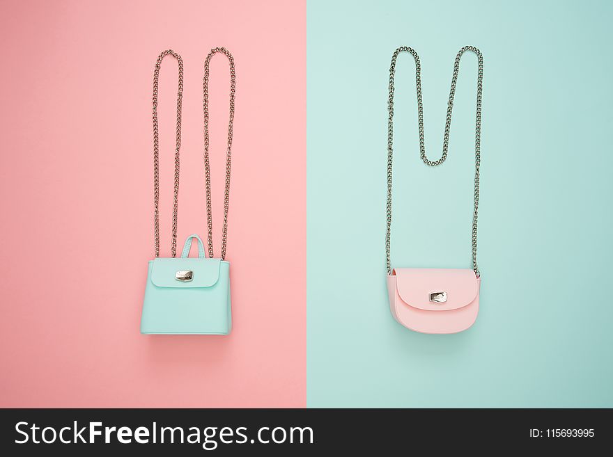 Photo of Two Teal and Pink Leather Crossbody Bags